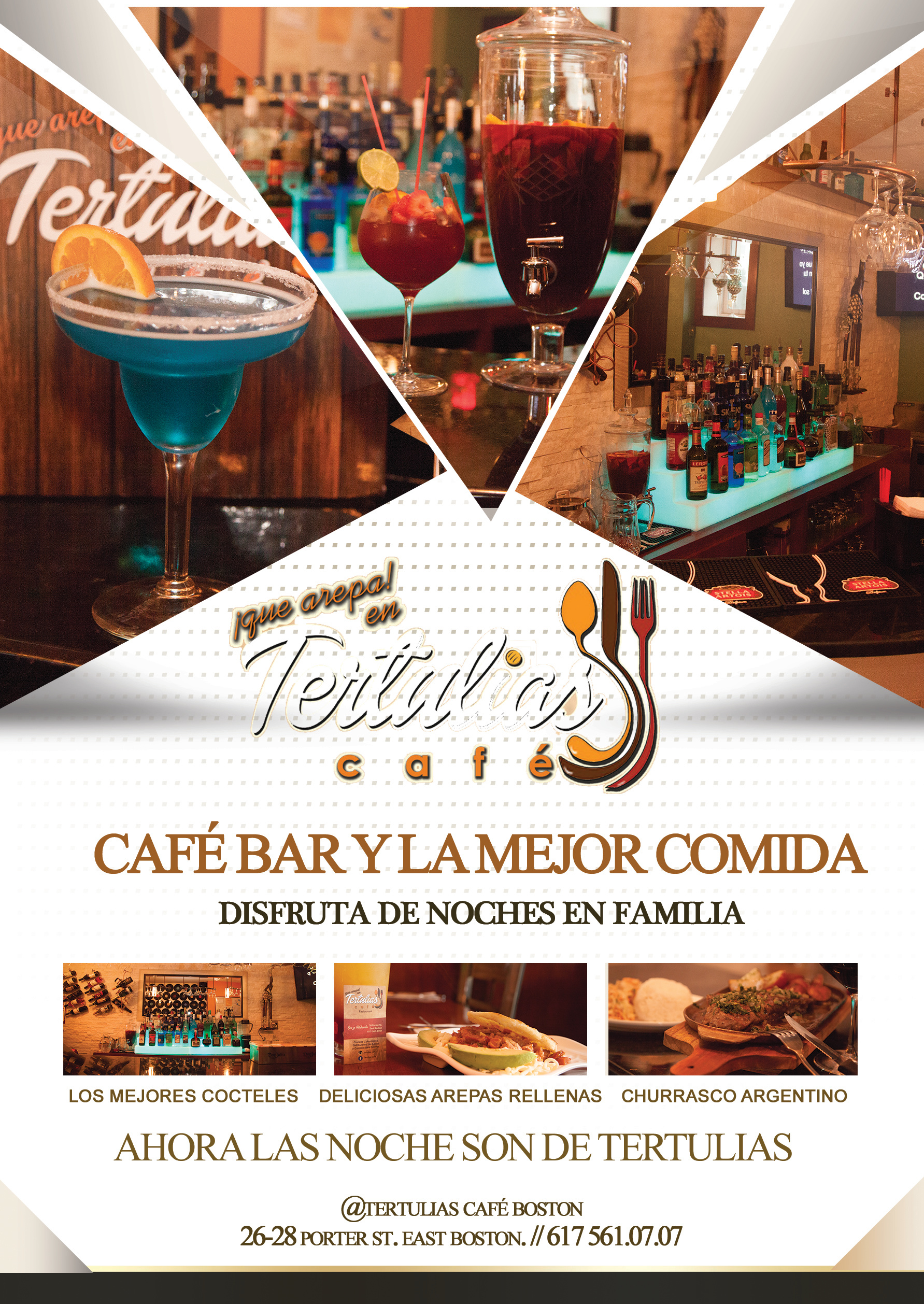 Tertulias Cafe food and cocktails flyer